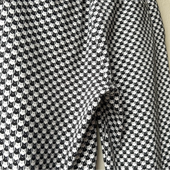 Betabrand Catstooth Chino Herringbone Pants High Waist Black White Cat Sz SL - Picture 14 of 16